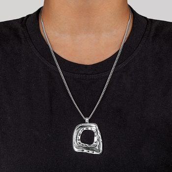 Cross-Border Fashion Stylish Style Asymmetrical Alloy Quadrilateral Drop-Shaped Ccb Geometric Large Pendant Women's Necklace