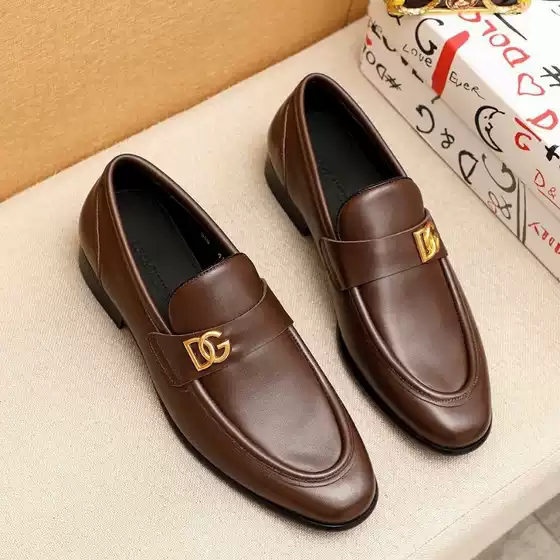 1:1 Original Standard Original Box All Year Round Same Style Metal Letter Glossy One-Leg Business Casual Leather Shoes Wedding Banquet Leather Shoes