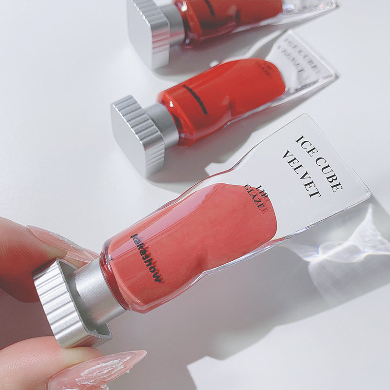 Ice block lip glaze KAKASHOW pigment velvet lip gloss lip gloss lipstick matte white not easy to fade milk tea color