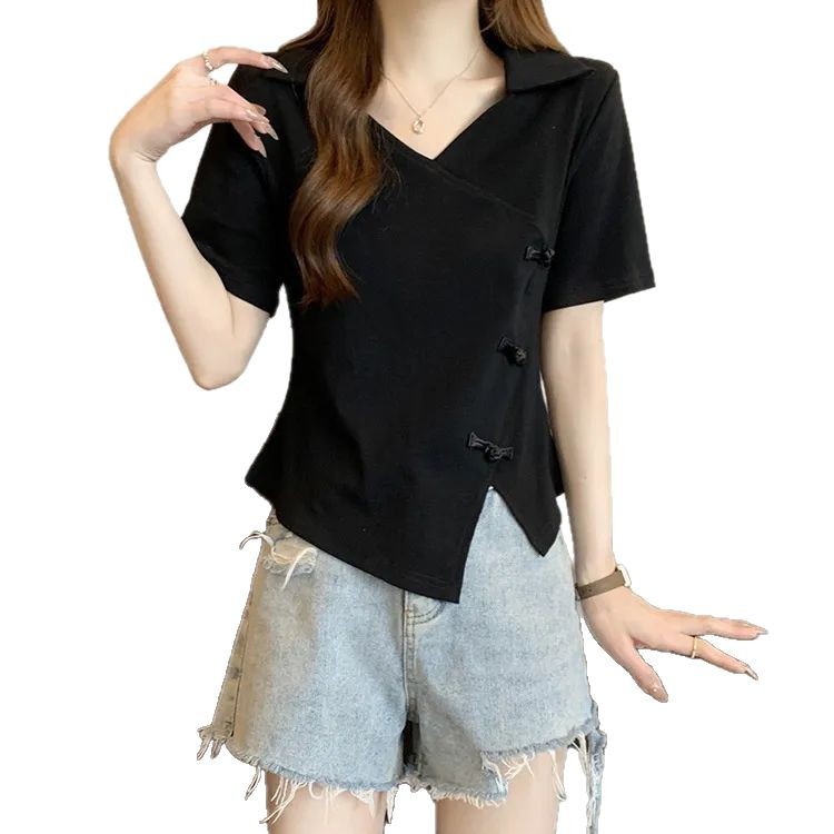 Womens Short Sleeve Polo T Shirt V Neck Design Plus Size Available Wholesale Ready to Ship OEM ODM service