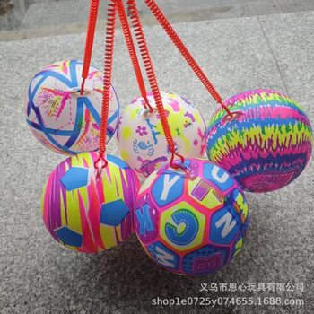 Children's Colorful Chain Ball with Rope Elastic Football Kindergarten Small Gift Ball Hanging Ring Chain Ball Stall Toy