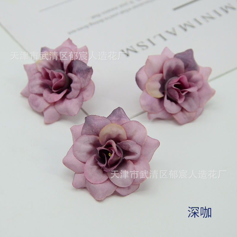 diy仿真绒布玫瑰花朵绢花假花婚庆装饰花金色角玫花头戏曲头花