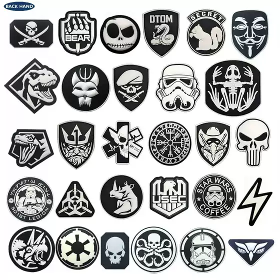 Haike Outdoor Cross border Supply 3D Drip Glue Night Light PVC Soft Rubber Arm Badge Velcro Badge Warlock Air Badge