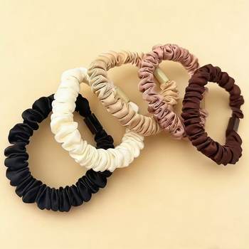 Marble Color Rubber Band Scrunchie Cross-Border Women's Hair Tie Matte Solid Color Simple Hair Band Coffee Color