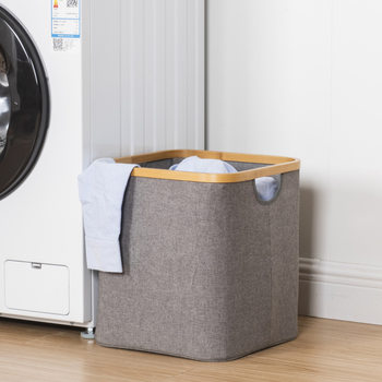 New Style Bamboo Fabric Dirty Clothes Basket, Foldableable Bamboo Fabric Laundry Basket, High-Looking Clothes Storage Basket