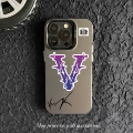 Purple big v trendy brand-colored silver imd-obsidian black