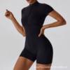 Cross-border Amazon Europe and America Summer Zipper Short-sleeved Yoga Suit Women's Dance Fitness Tight-fit Sports Suit