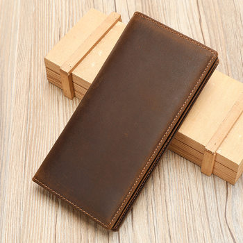 High-End Genuine Leather Long Men's Wallet, Business Retro Portable Clutch Bag, Cowhide Handmade Wallet, Foreign Trade Wholesale