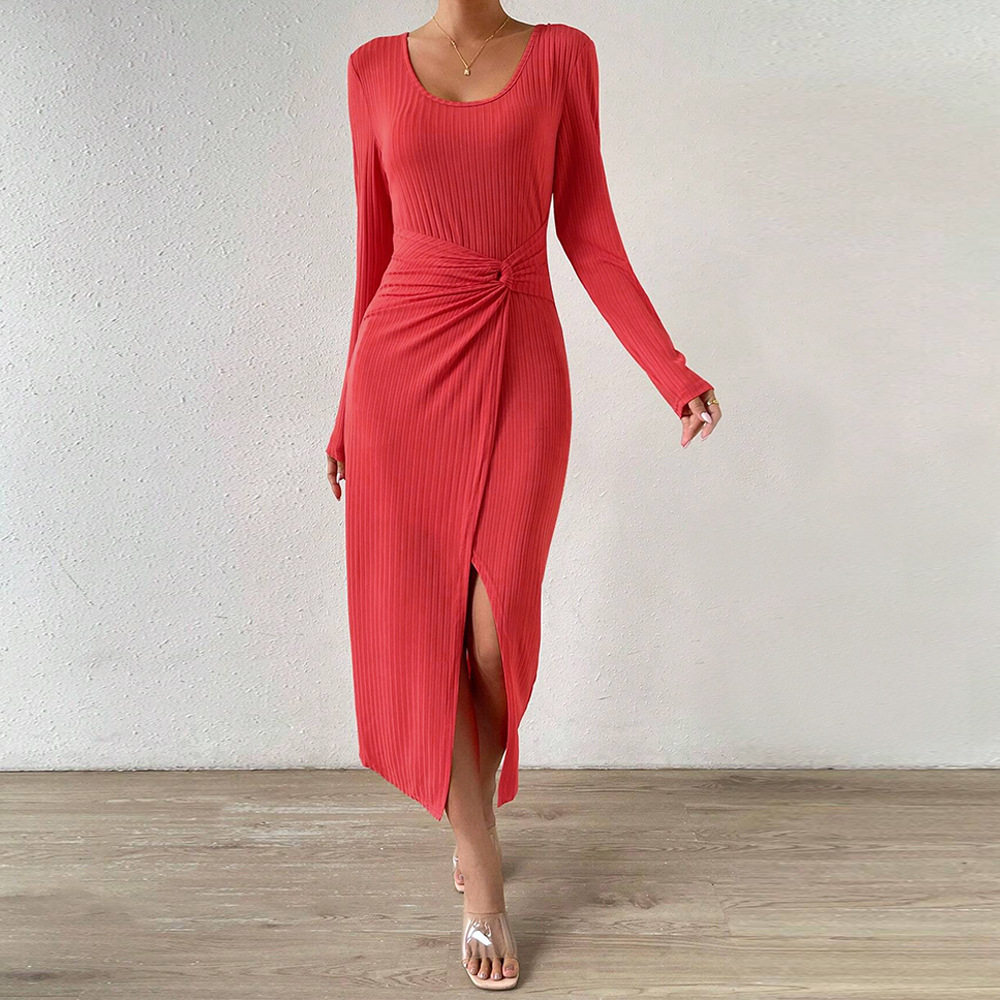 Elegant Solid Color Bodycon Dress Chic Split Design Comfortable Fit Perfect for Office or Evening Events Wholesale