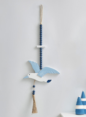 地中海装饰壁挂木质海鸟客厅彩绘海鸥飞鸟咖啡厅墙壁背景挂件装饰