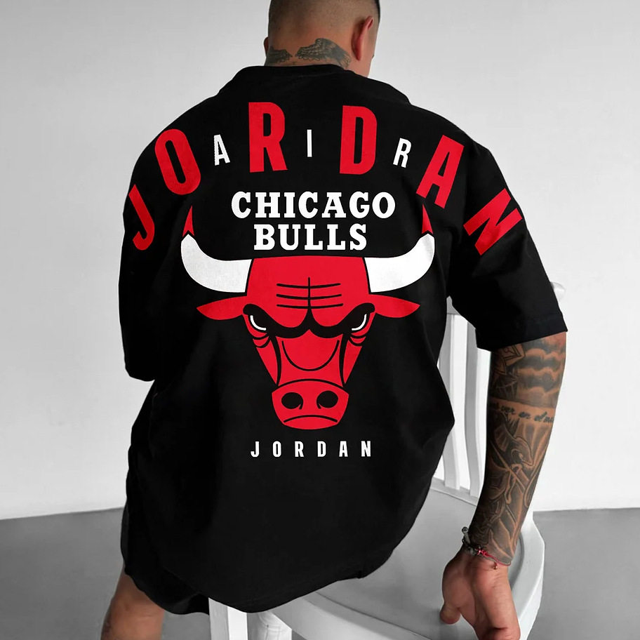 NBA Chicago Bulls BULLS basketball style American T-shirt