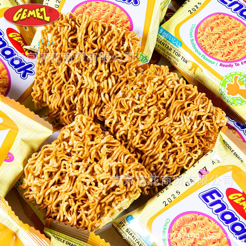 GEMEZ Indonesian Chicken Noodles Chicken Crispy Noodles Barbecue Flavor Whole Box of Dry Instant Noodles Snacks Whole Box of 6 Boxes