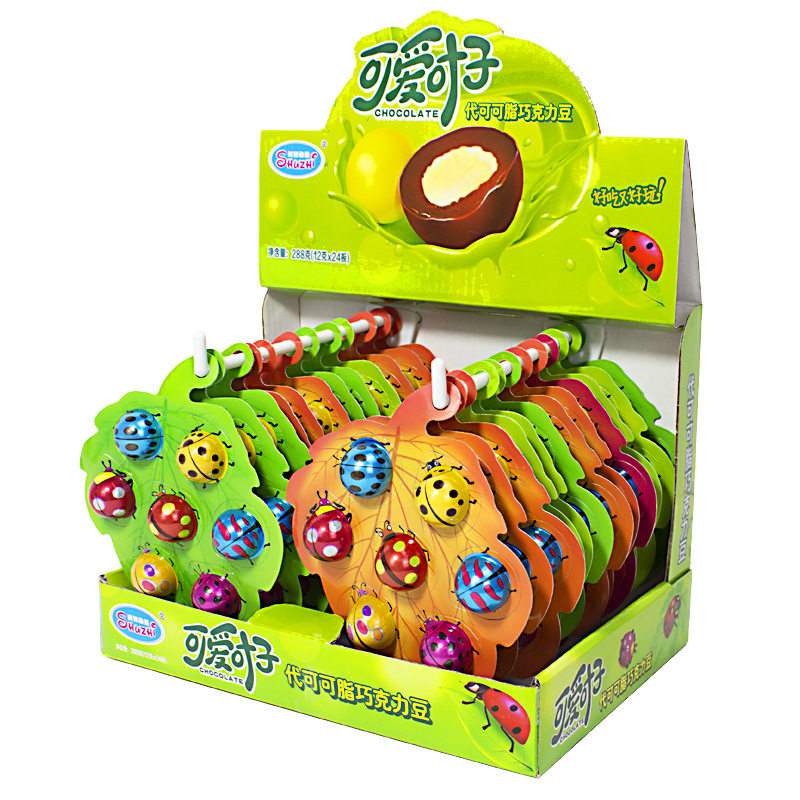 Cartoon Seven Star Ladybug Cute Leaf Crispy Milk Fragrance Sandwich Milk Chocolate Beans Children's Snacks Candy Wholesale