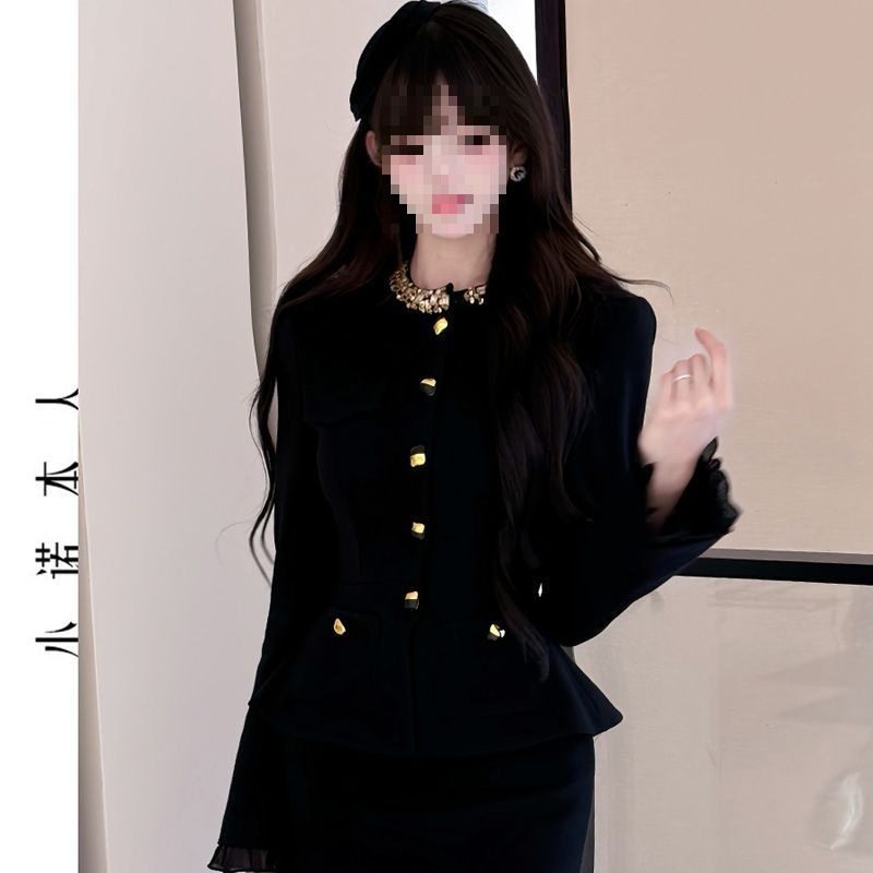 Luxury Fashion Jacket Top for Women, Autumn and Winter New Style, Waist-Cinching, Hip-Hugging, Two-Piece Set with a Short Skirt