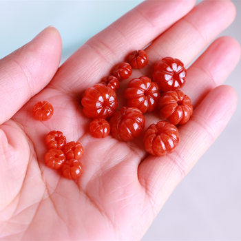 Jade A goods red silk pumpkin beads loose beads Jade DIY earrings bracelet necklace rope art accessories factory wholesale