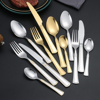 Cross-border tableware factory direct stainless steel knife and fork spoon titanium-plated spoon gift dessert knife and fork four main pieces coffee spoon