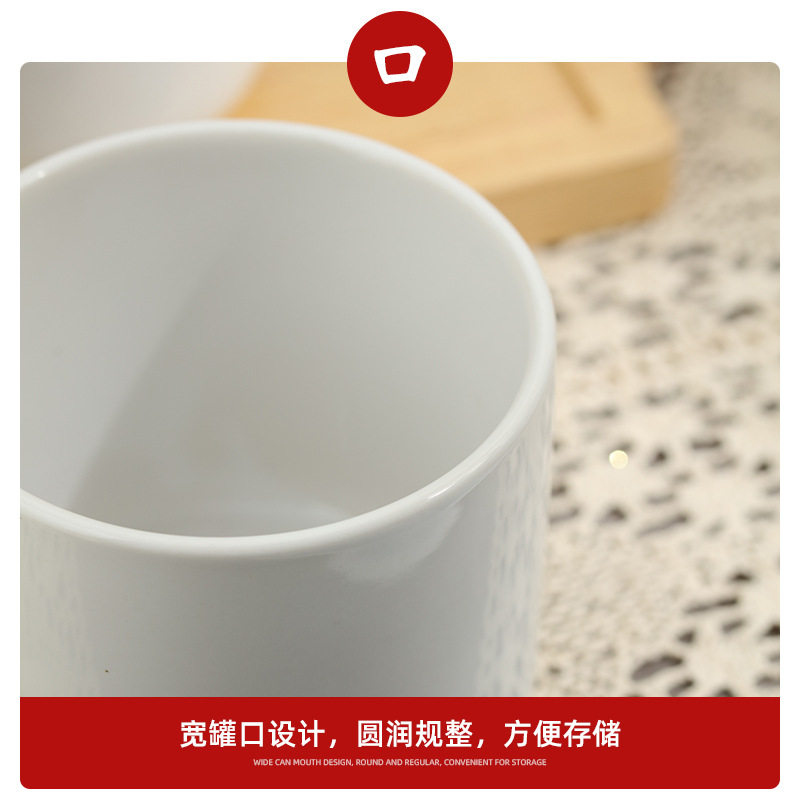 Nordic Ceramic Sealed Cans Cereals Candy Tea Storage Jar with Wooden Lid Seasoning Storage Jar Kitchen Supplies