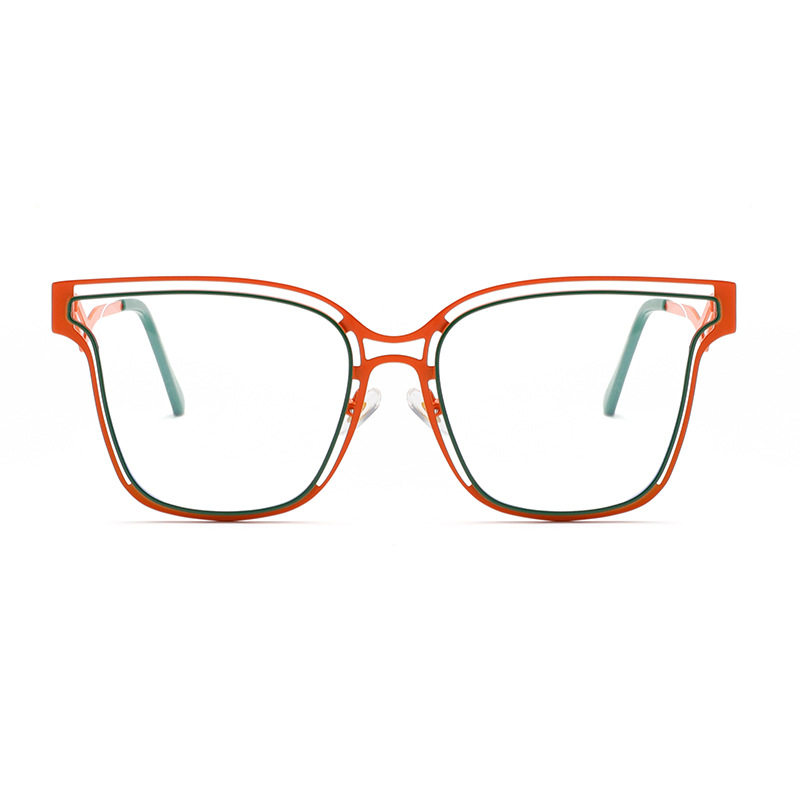 Cross-Border Trendy Large-Frame Metal Thin-Leg Plain Glasses Frame European and American Ins Style Internet Celebrity Street Photography Anti-Blue Light Flat Mirror