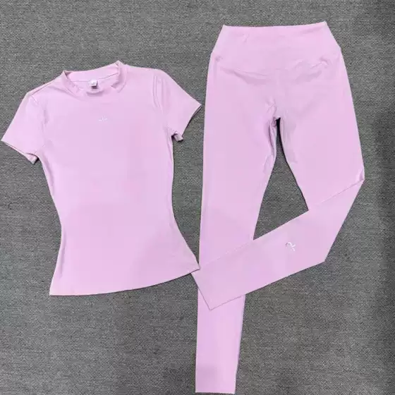 2026 Spring/Summer Fitness Tight Yoga Short-Sleeve Nine-Quarter Pants Running Slimming Women's Sports Set Elastic