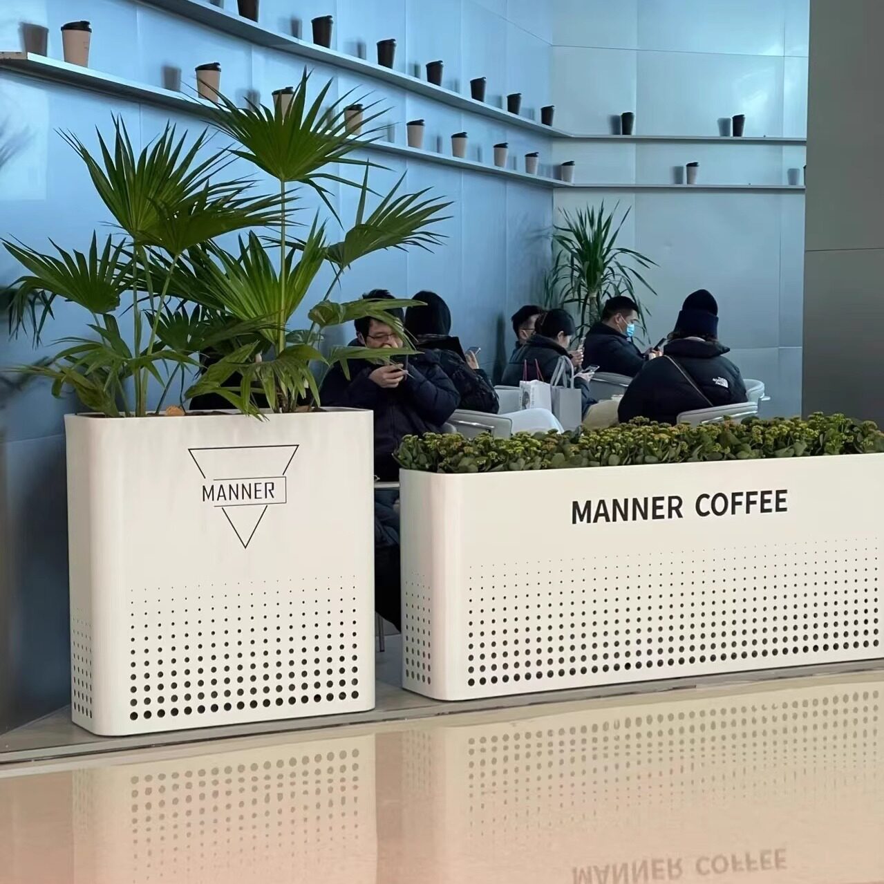 Outdoor Combination Stainless Steel Flower Box Flower Pot Rectangular Flower Trough Flower Stand Iron Flower Bed Flower Box Combination Fence Partition