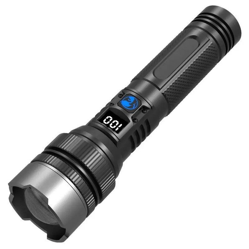 Cross-Border New Product Flashlight Ultra-Bright Long-Range High-Power White Laser Digital Display Emergency Light Rechargeable Outdoor Bright Flashlight