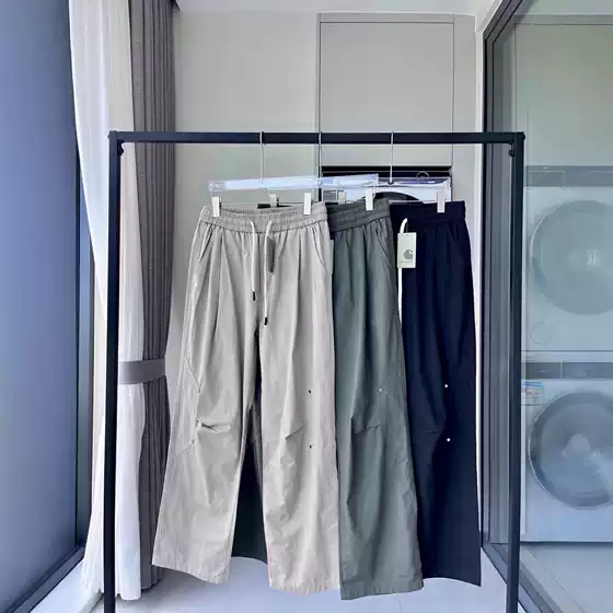 American retro CR Carhartt work pants, mountain-style loose straight-leg pants, washed wide-leg elastic casual long pants for men and women