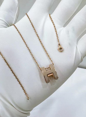 爱家版本925银CNC吊坠项链时尚小号珐琅项链端大号字母H项链