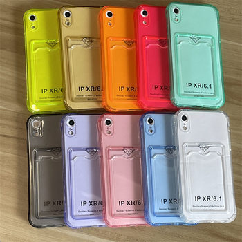 Tpu Card-Insertable Phone Case Suitable for Apple 17Promax Transparent 15 Anti-Drop Phone Protective Case Iphone13/16