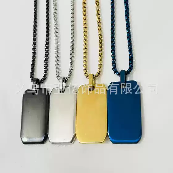 Yayi Jewelry Cross-Border Stainless Steel Polished Mirror Beveled Edge Military Brand Dog Tag Identity Tag Jewelry Can Be Engraved Necklace