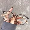 Korean Style Retro Small Oval Frame Myopia Glasses Women's Artistic Students Glasses Frame Cute Flat Glasses Frame Men's Trendy