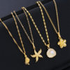 European and American Cross-Border Jewelry Ins Style Starfish Pearl Flower Necklace Set Conch Scallop Flat Snake Chain Necklace Set