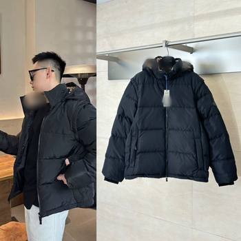 Bbr down Jacket High Version Ready Stock Fw25 Winter New Style Removable Sleeve Plaid Collar Jacket Trendy Brand Versatile Style