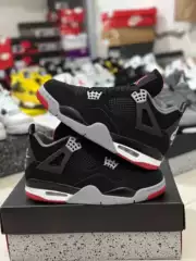 Pure Original Aj4 Practical Basketball Shoes Joe 4 Classic White Cement Black and Yellow Electric Mother Mid-Top Men's and Women's Basketball Shoes Putian Shoes