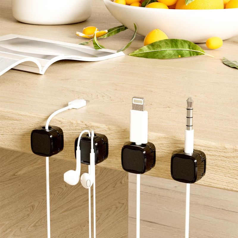 Magnetic suction data cable desktop charging cable Winder storage holder cable clip punch-free cable organizer