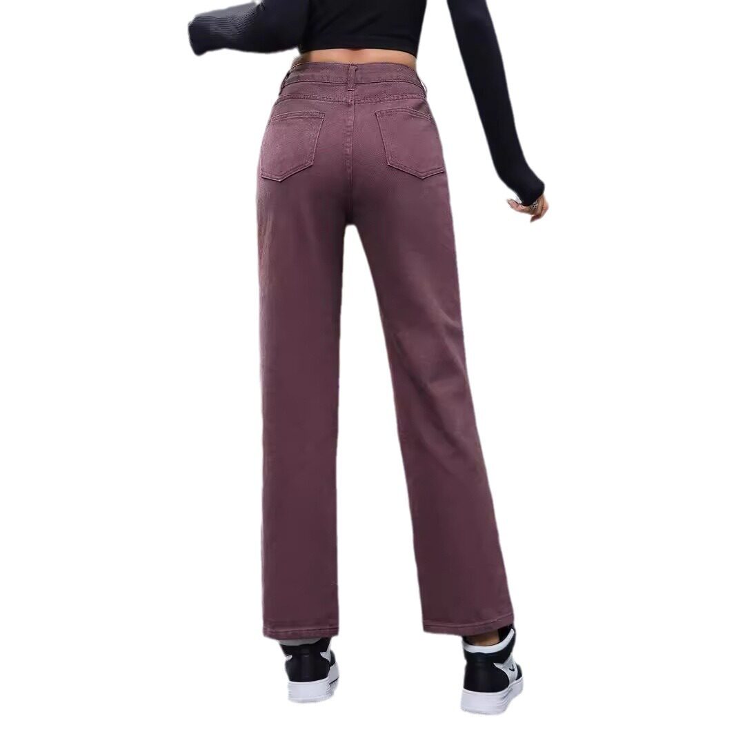 High Waisted Straight Leg Jeans Vintage Style Casual Fashion Versatile Fit Womens Apparel Wholesale Available