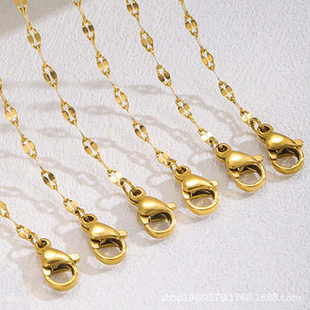 Titanium Steel Lip Chain Color-Preserving Stainless Steel Necklace DIY Thin Clavicle Neck Real Gold Electroplated Jewelry Wholesale Pendant