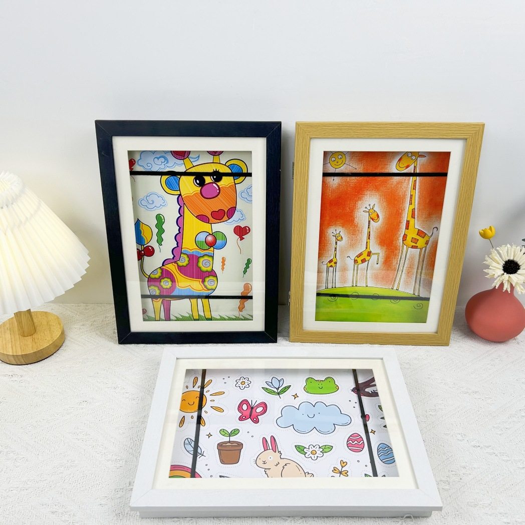 Customized Magnetic Flip Photo Frame Kidsartframe Oil Painting Storage A4 Children's Art Frame Decorative Wholesale Frame
