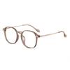 Ultra-Light Large Frame Cold Tea-Colored Prescription Glasses for Women, Available with Prescription Lenses, Natural Look, Slimming Polygonal Eyeglass Frame