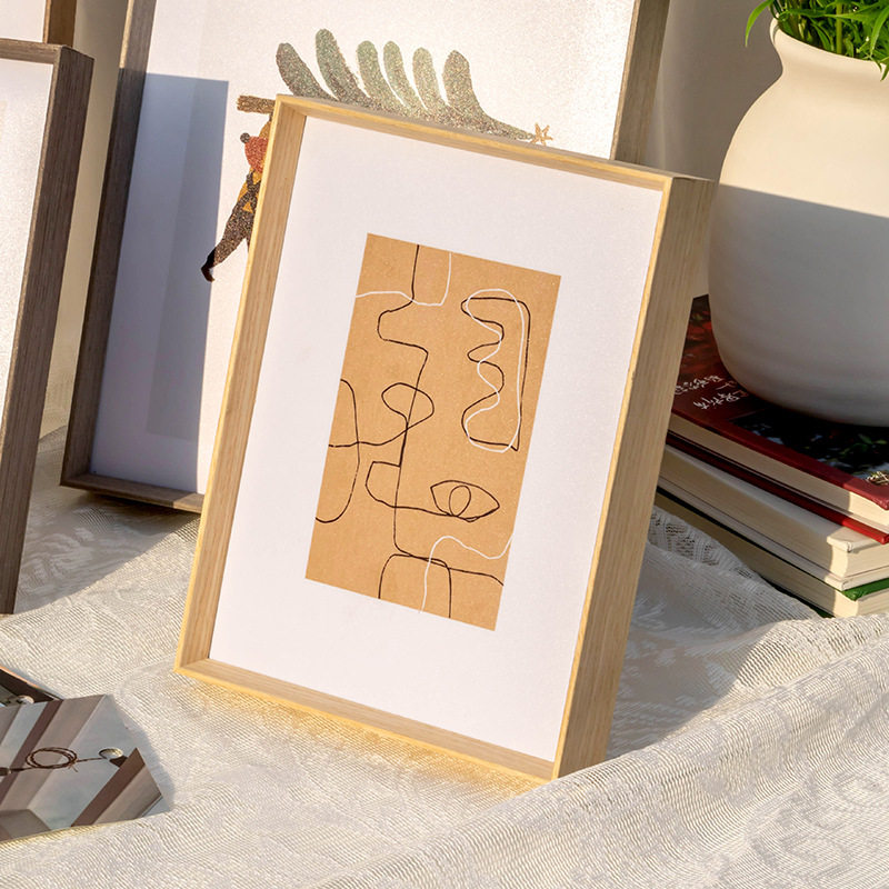 High-End Ultra-Thin Narrow-Edge Solid Wood Aluminum Alloy Veneer Picture Frame, No-Drill Wall-Mounted Picture Frame, Wooden Picture Frame