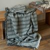 Retro Wabi-Sabi Style Cotton and Linen Strong Shrink Yarn-Dyed Jacquard Blanket Multi-Functional Nap Blanket Tassel Bed Sheet Cross-Border Foreign Trade Blanket