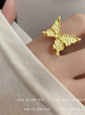 金色蝴蝶戒指ins小众设计女