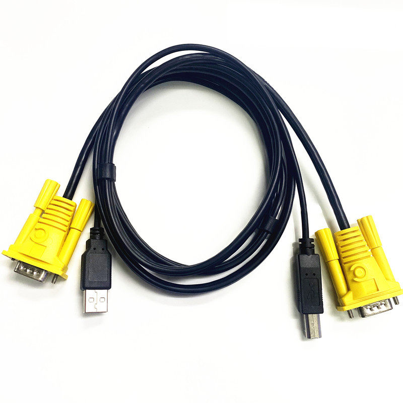 KVM dual-parallel USB printing cable + VGA cable 21UA/41UA usb kvm switch cable 1.5 m