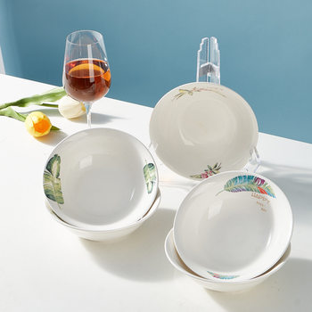 Chinese-style Ram Noodle Bowl Ceramic Tableware Bucket Bowl Gift Box Household Large Soup Bowl with Eamish Noodle Bowl Promotional Gift Logo Printing