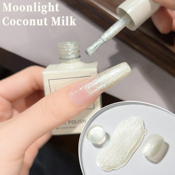 Manicure Fine Glitter Nail Polish Glue New Moonlight Coconut Milk White Fine Glitter Nail Polish Glue Nail Salon Special Factory Wholesale
