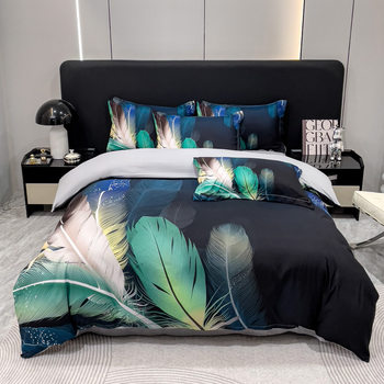 Manufacturer's Ready Stock 2024 New Type a Aerobic Washed Cotton and Linen Double-Layer Yarn Digital Printing Four-Piece Bed Bed Sheets Quilt Cover