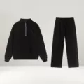 Black half zip straight-suit