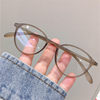 New Korean style high-end feeling retro small round frame brown glasses women's myopia eye frame oval anti-blue light flat mirror