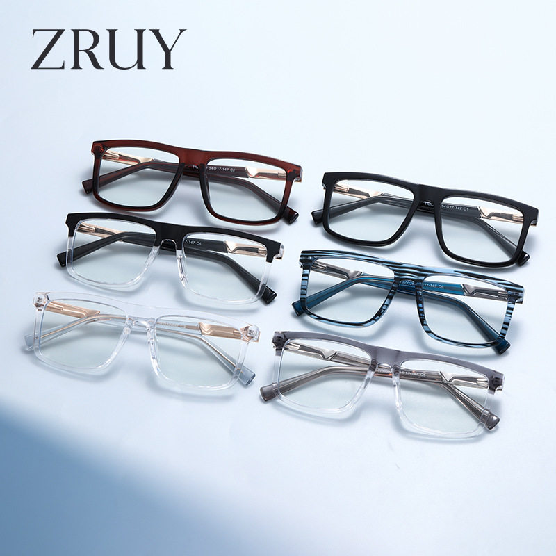 Anti-Blue Light Glasses Frame for Men, European and American Style, Tr90 Business Eyeglass Frame, Non-Prescription Glasses, Can Be Fitted with Prescription Lenses for Nearsightedness