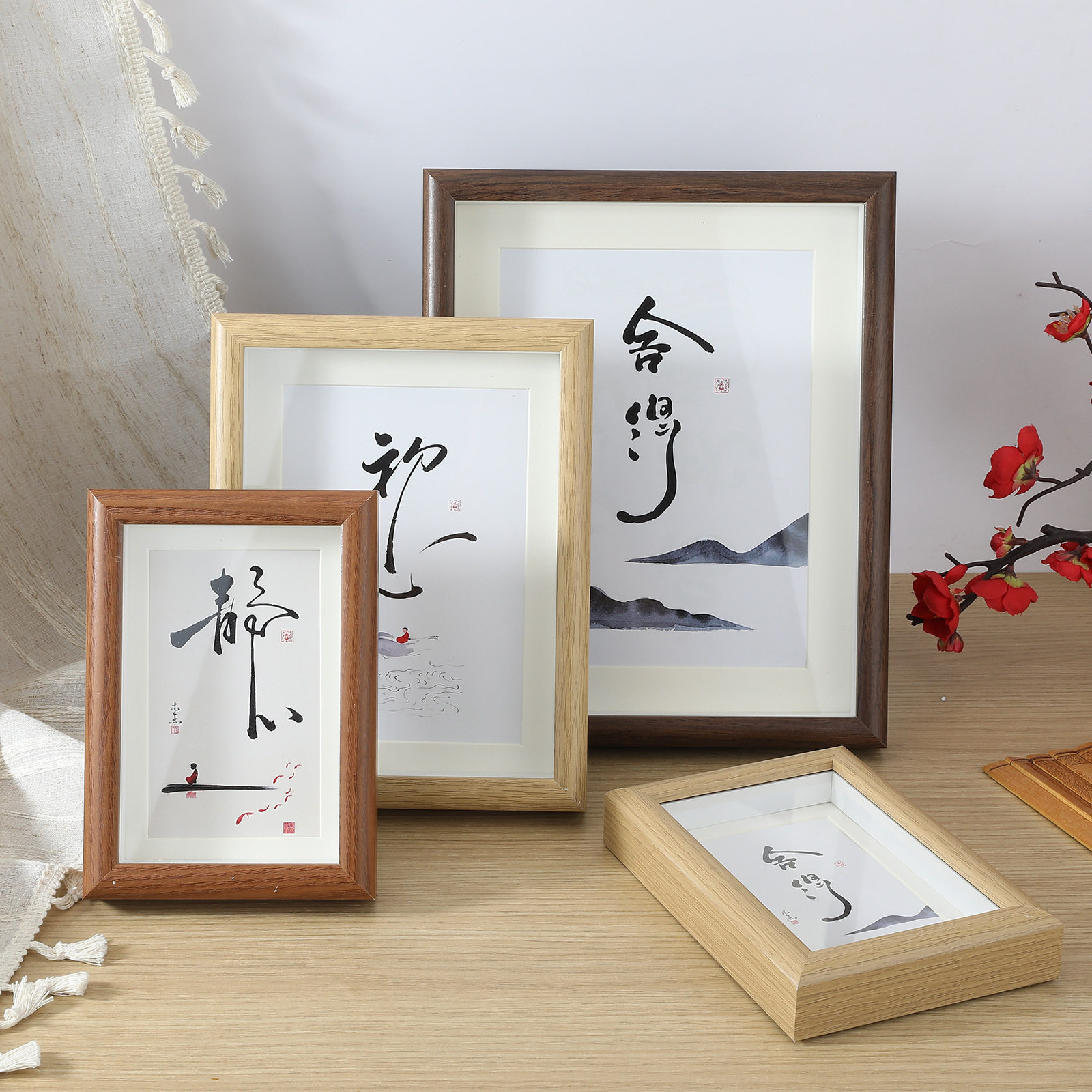 New Chinese Style 6inch Hollow Picture Frame Empty Frame 7810inch A4 Cultural and Creative Calligraphy and Painting Frame for Mounting and Decoration on a Tabletop