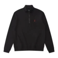 Black half-zip—red pony
